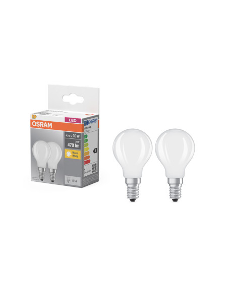  ŻARÓWKA LED  2-PAK LED BASE CLP40 4W 2700K ciepła biała E14 GL FR FS2 