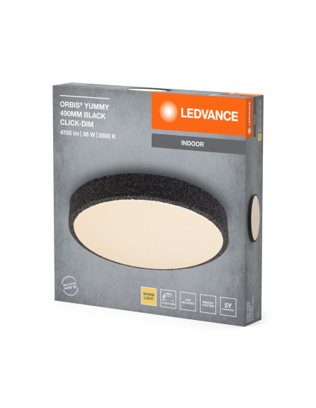 PLAFON LED ORBIS YUMMY 490MM 36W 830 CLICK DIM BK 