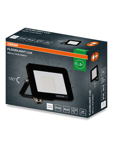 NAŚWIETLACZ FLOOD LED LUX 10W 4000K 900LM BK IP65 3Y 