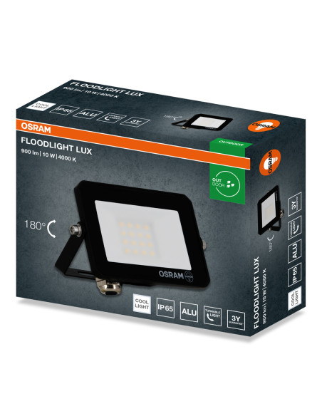 NAŚWIETLACZ FLOOD LED LUX 10W 4000K 900LM BK IP65 3Y 