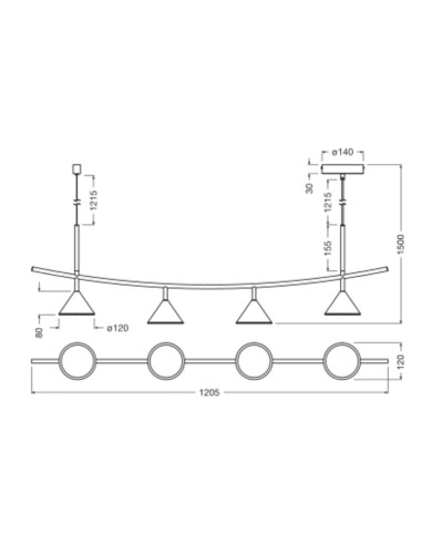 OPRAWA SUFITOWA DECOR FUJI 4XPENDANT LINEAR 16W 930 1320LM BK 5Y 