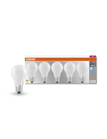  ŻARÓWKA LED  5-PAK LED BASE CLA60 6.5W 4000K neutralna biała E27 GL FR FS5 