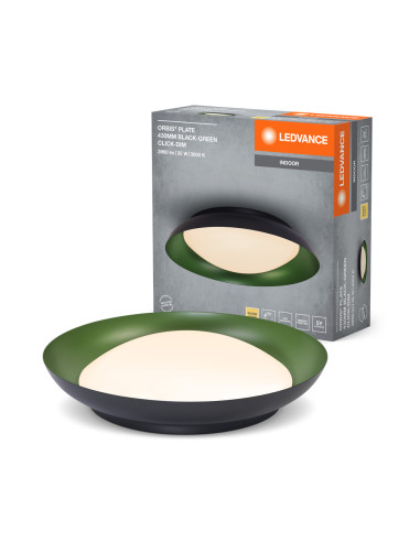 PLAFON LED ORBIS PLATE 430MM 35W 3000K ciepła biała CLICK DIM BLACK AND GREEN 