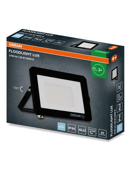 NAŚWIETLACZ FLOOD LED LUX 30W 6500K 2700LM BK IP65 3Y 