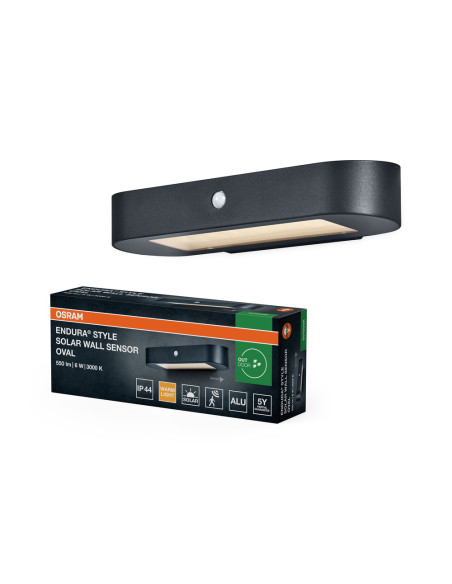 KINKIET ZEWNĘTRZNY SOLAR ENDURA STYLE OVAL WALL SENSOR 6W 3000K 540LM 