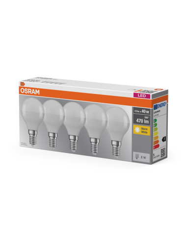  ŻARÓWKA LED  5-PAK LED BASE CLP40 4,9W 2700K ciepła biała E14 FR FS5 