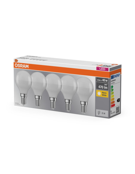  ŻARÓWKA LED  5-PAK LED BASE CLP40 4,9W 2700K ciepła biała E14 FR FS5 