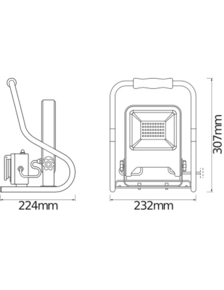 NAŚWIETLACZ LED WORKLIGHT 30W 4000K neutralna biała 2700LM R-STAND SOCKET PRZENOŚNY Z GNIAZDEM 
