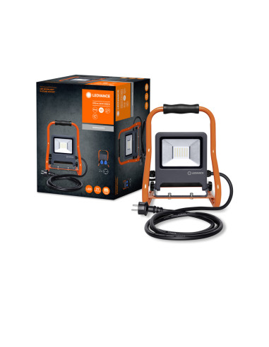 NAŚWIETLACZ LED WORKLIGHT 30W 4000K neutralna biała 2700LM R-STAND SOCKET PRZENOŚNY Z GNIAZDEM 