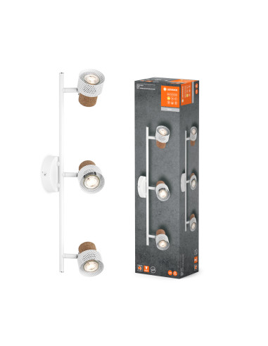 OPRAWA SUFITOWA LED DECOR SPOT CORK DIM 3X3.4W 2700K ciepła biała GU10 WH 