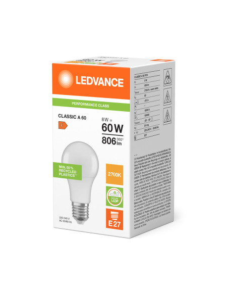 ŻARÓWKA LED P CLA60 FR 8W 2700K ciepła biała E27 806LM PLASTIC  