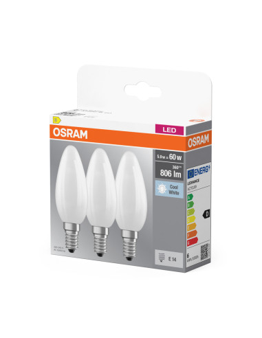  ŻARÓWKA LED  3-PAK LED BASE CLB60 5.5W 4000K neutralna biała E14 GL FR  FS3 