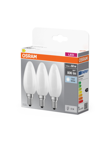  ŻARÓWKA LED  3-PAK LED BASE CLB60 5.5W 4000K neutralna biała E14 GL FR  FS3 