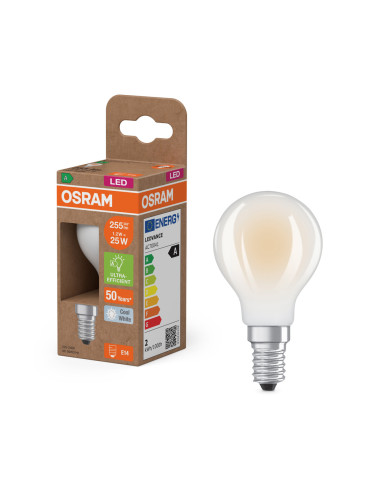 ŻARÓWKA LED ENERGY CLASS CLP25 1,2W 4000K neutralna biała E14 255LM GL FR EE  KLASA A 
