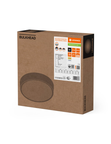 SURFACE BULKHEAD ROUND 250 P 9,5W/8W/6,5W/5,5W 3000K/4000K 128LM/W CPS BK IP65 