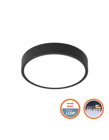 SURFACE BULKHEAD ROUND 250 P 9,5W/8W/6,5W/5,5W 3000K/4000K 128LM/W CPS BK IP65 