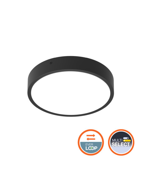 SURFACE BULKHEAD ROUND 250 P 9,5W/8W/6,5W/5,5W 3000K/4000K 128LM/W CPS BK IP65 