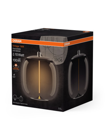 ŻARÓWKA LED 1906 VINTAGE LED MAGNETIC BIG OVAL SMOKE10 FIL 4W 1800K 100LM E27 