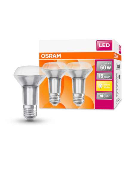  ŻARÓWKA LED  2-PAK LED S R63 60 4,3W 2700K ciepła biała 36ST 230V GL E27 FS2 