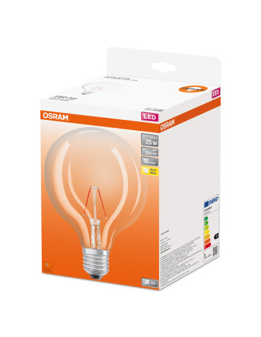 ŻARÓWKA LED STAR RF CL G125 25 2.5W 2700K ciepła biała FIL E27 250LM 