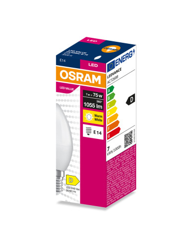 ŻARÓWKA LED VALUE CLB75 7W 3000K ciepła biała 1055LM FR E14 
