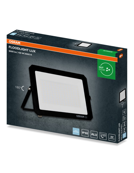 NAŚWIETLACZ FLOOD LED LUX 100W 6500K 9000LM BK IP65 3Y 