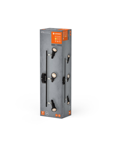 OPRAWA SUFITOWA PUNKTOWA LED SPOT GU10 3X3,4W 2700K ciepła biała DIM 690LM 230V CZARNA 