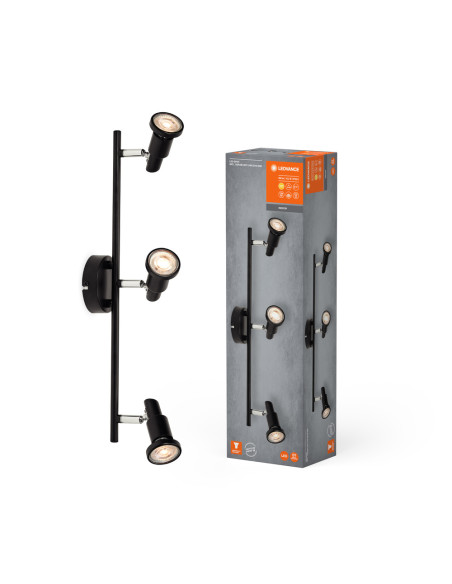 OPRAWA SUFITOWA PUNKTOWA LED SPOT GU10 3X3,4W 2700K ciepła biała DIM 690LM 230V CZARNA 