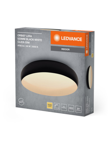 PLAFON LED ORBIS LIVIA 520MM 36W 3000K ciepła biała CLICK DIM BLACK AND WHITE 