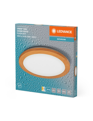 PLAFON ŁAZIENKOWY LED ORBIS DISC 30CM 22W CLICK CCT IP44 WOOD DECOR 