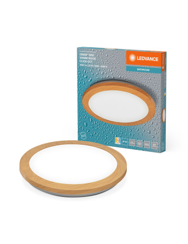 PLAFON ŁAZIENKOWY LED ORBIS DISC 30CM 22W CLICK CCT IP44 WOOD DECOR 