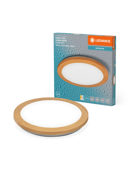 PLAFON ŁAZIENKOWY LED ORBIS DISC 30CM 22W CLICK CCT IP44 WOOD DECOR 