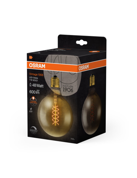 ŻARÓWKA LED 1906 VINTAGE LED GOLD48 GLOB125 DIM 7W 2200K 600LM E27 SFIL 