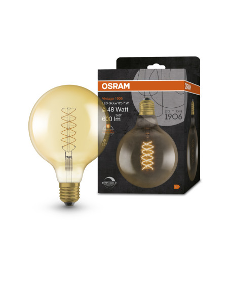 ŻARÓWKA LED 1906 VINTAGE LED GOLD48 GLOB125 DIM 7W 2200K 600LM E27 SFIL 