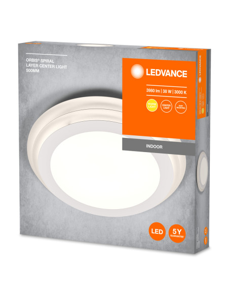 PLAFON LED ORBIS SPIRAL LAYER CL 500 38W 3000K ciepła biała WT 