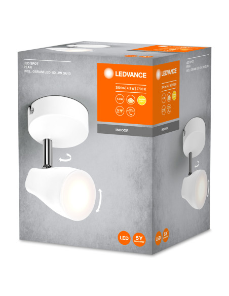 OPRAWA SUFITOWA PUNKTOWA LED SPOT PEAR 1X4.3W 2700K CIEPŁA BIAŁA GU10 WHITE 