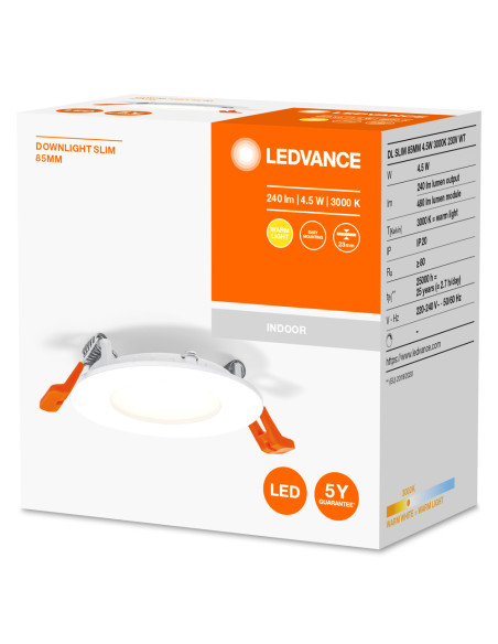DOWNLIGHT DL SLIM 85MM 4.5W/3000K ciepła biała 240LM WT IP20 
