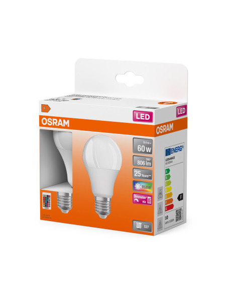 ŻARÓWKA LED 2-PAK LED STAR+ CLA60 RGBW FR 9,4W 2700K ciepła biała E27 FS2 