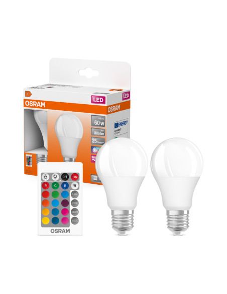 ŻARÓWKA LED 2-PAK LED STAR+ CLA60 RGBW FR 9,4W 2700K ciepła biała E27 FS2 