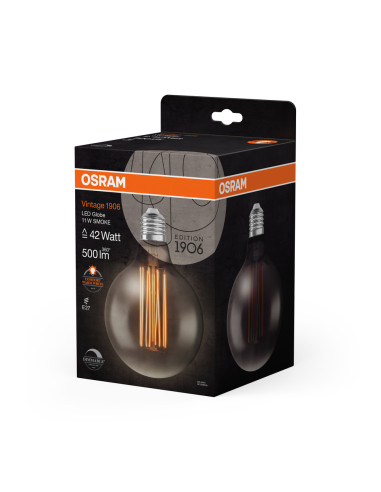 ŻARÓWKA LED 1906 VINTAGE LED SMOKE GLOB125 DIM 11W 1800K E27 500LM 