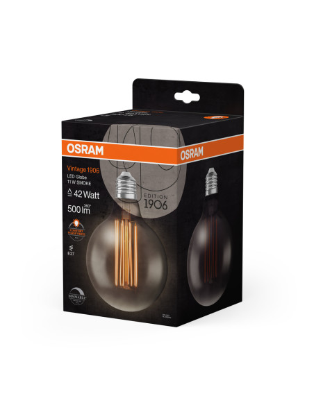 ŻARÓWKA LED 1906 VINTAGE LED SMOKE GLOB125 DIM 11W 1800K E27 500LM 