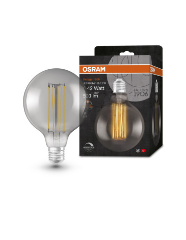 ŻARÓWKA LED 1906 VINTAGE LED SMOKE GLOB125 DIM 11W 1800K E27 500LM 