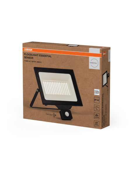 NAŚWIETLACZ FLOOD ESSENTIAL SENSOR 100W 4000K neutralna biała 10000LM BK IP44 