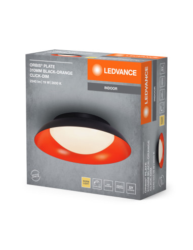 PLAFON LED ORBIS PLATE 310MM 19W 3000K ciepła biała CLICK DIM BLACK AND ORANGE 