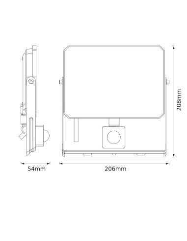 NAŚWIETLACZ FLOOD LED LUX SENSOR 50W 6500K 4500LM BK IP65 3Y 