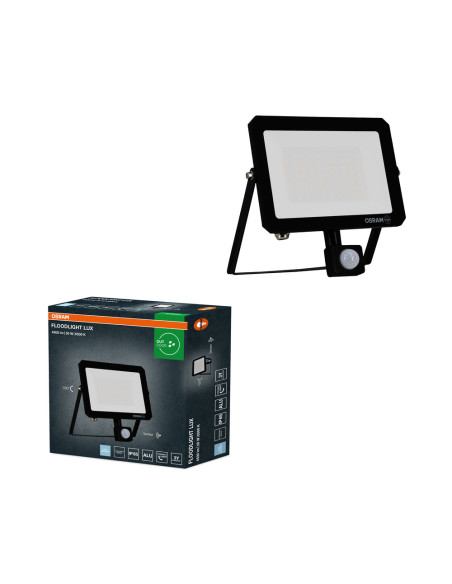 NAŚWIETLACZ FLOOD LED LUX SENSOR 50W 6500K 4500LM BK IP65 3Y 