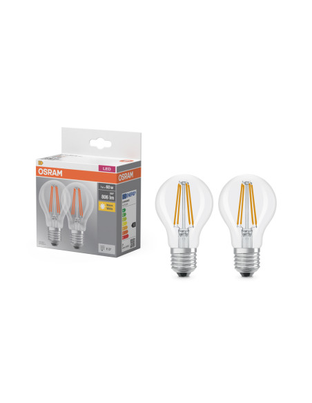 ŻARÓWKA LED 2-PAK LED BASE CLA60 6,5W 2700K ciepła biała E27 FIL FS2 
