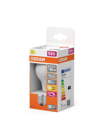 ŻARÓWKA LED SUPERSTAR RF CLA40 DIM 3,4W 2700K ciepła biała 470LM GL FR E27 