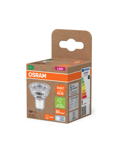 ŻARÓWKA LED REFLEKTOR GU10 4,7W odpowiednik 90W 100° 4000K neutralna biała 850LM EE KLASA A 
