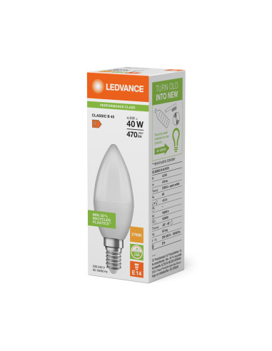 ŻARÓWKA LED P CLB40 4,9W 2700K ciepła biała E14 FR 470LM PLASTIC 
